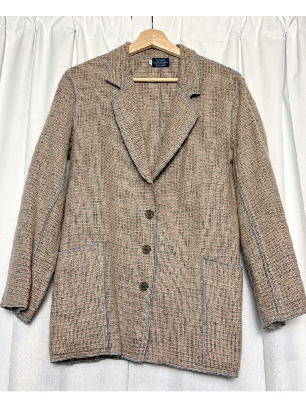 RARE Vintage 1980s Geoffrey Beene Beenebag Pink & Grey Mohair Blazer Size 6